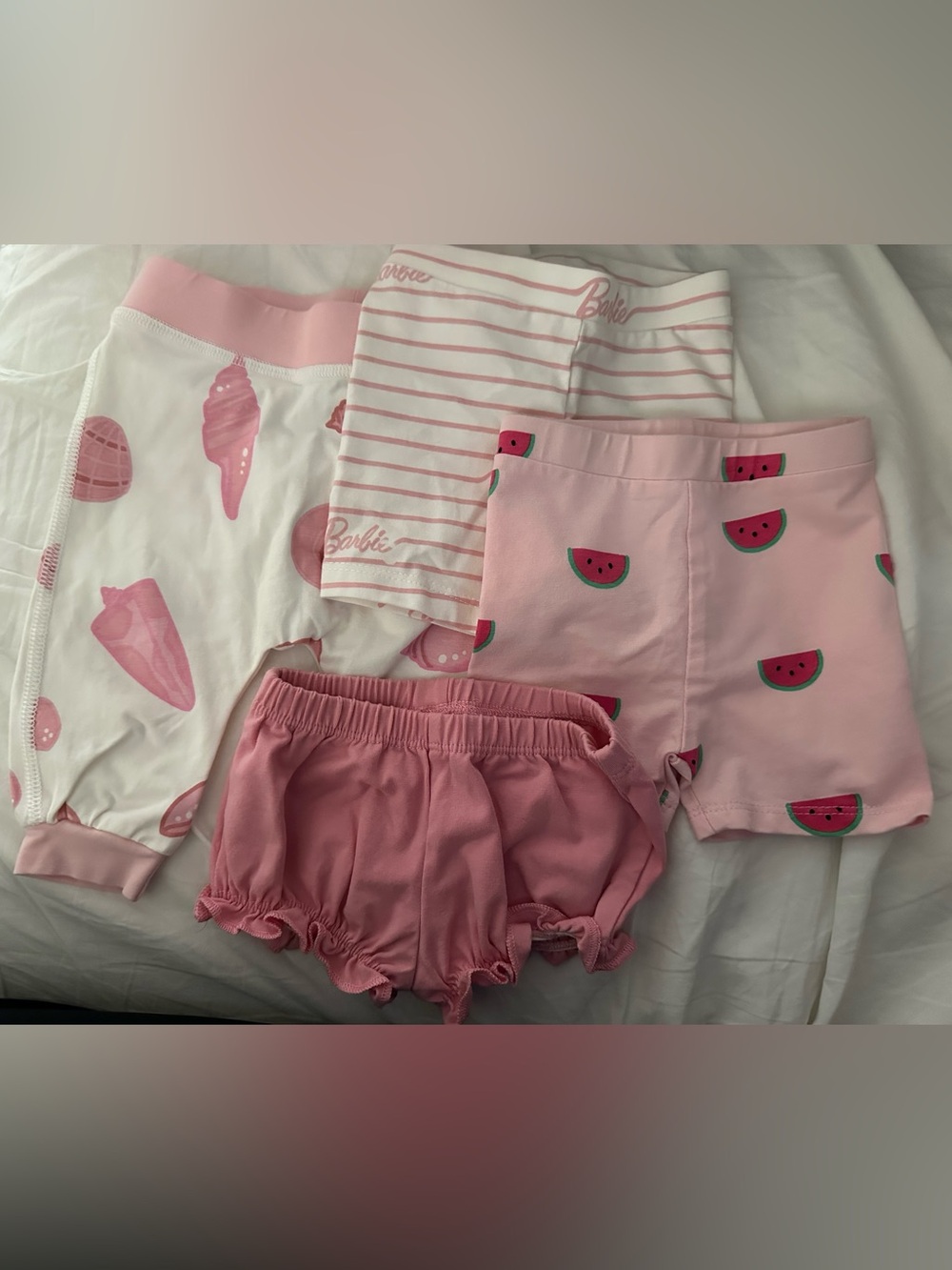 Monica + Andy Variety shorts Pink & White Kids Diaper Cover